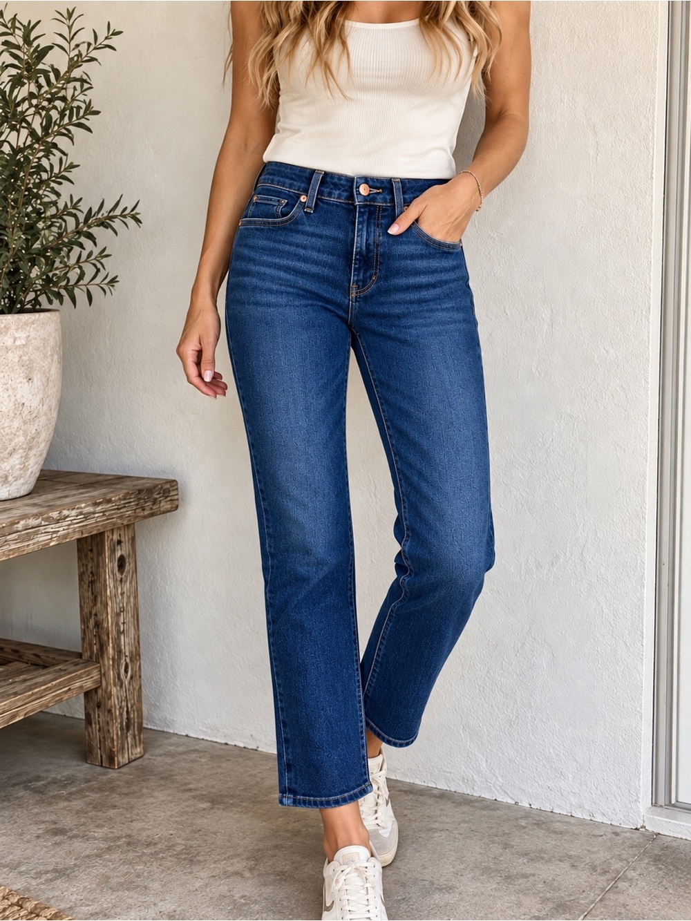PAIGE Cindy Straight Leg High-Rise Jeans Dark Wash Stretch Denim Size 26